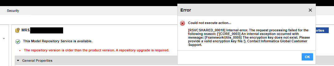 ERROR: "The encryption key does not exist. Please provide a valid ...
