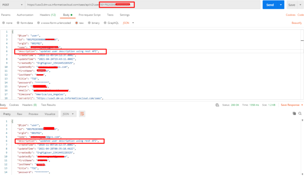 HOW TO: Update an user in IICS org using IICS Rest API resources
