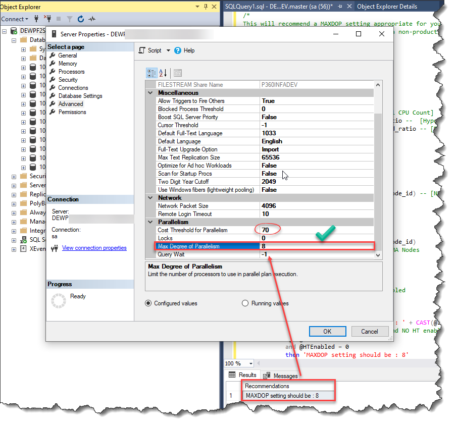 How to check the configuration of the MSSQL Database for Product 360 ...