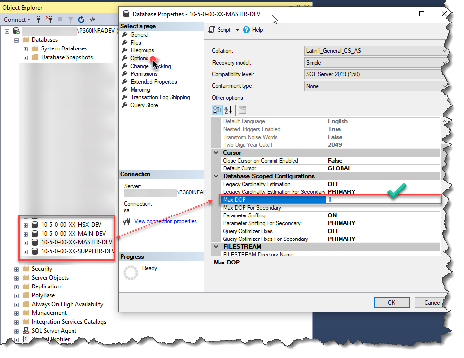 How to check the configuration of the MSSQL Database for Product 360 ...