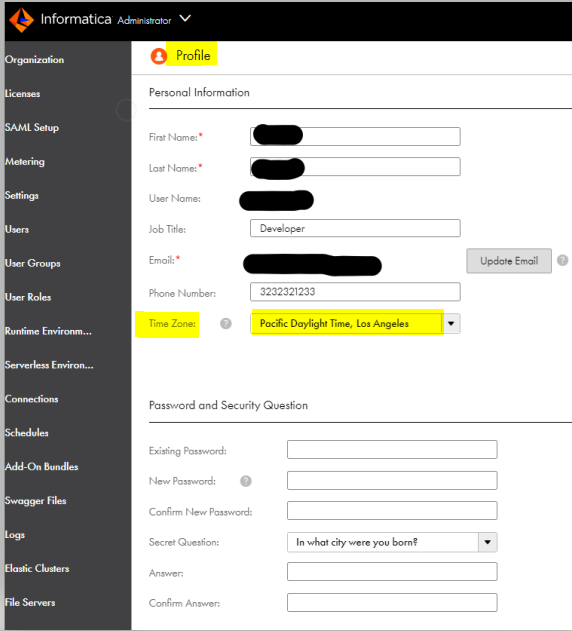 HOW TO Change Timezone configuration for Monitor page at UI level in IICS