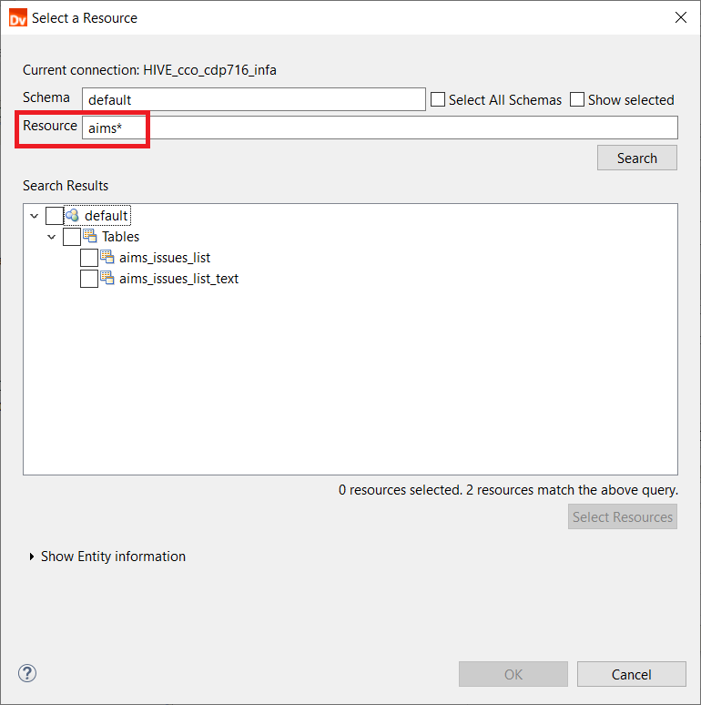 Informatica Developer fails to list all Hive tables or hangs when