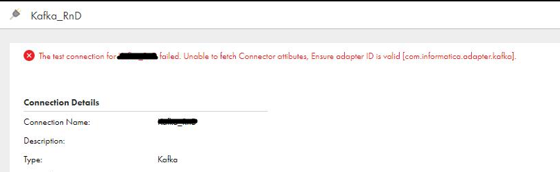 ERROR: "The test connection for failed. Unable to fetch Connector ...