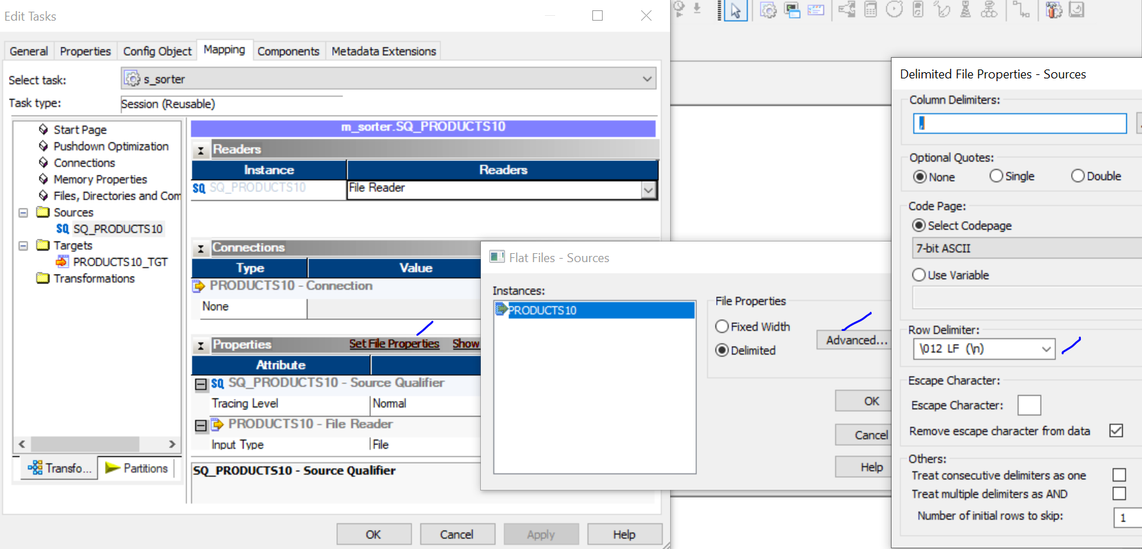 ERROR Cannot use character as a row delimiter when using flat