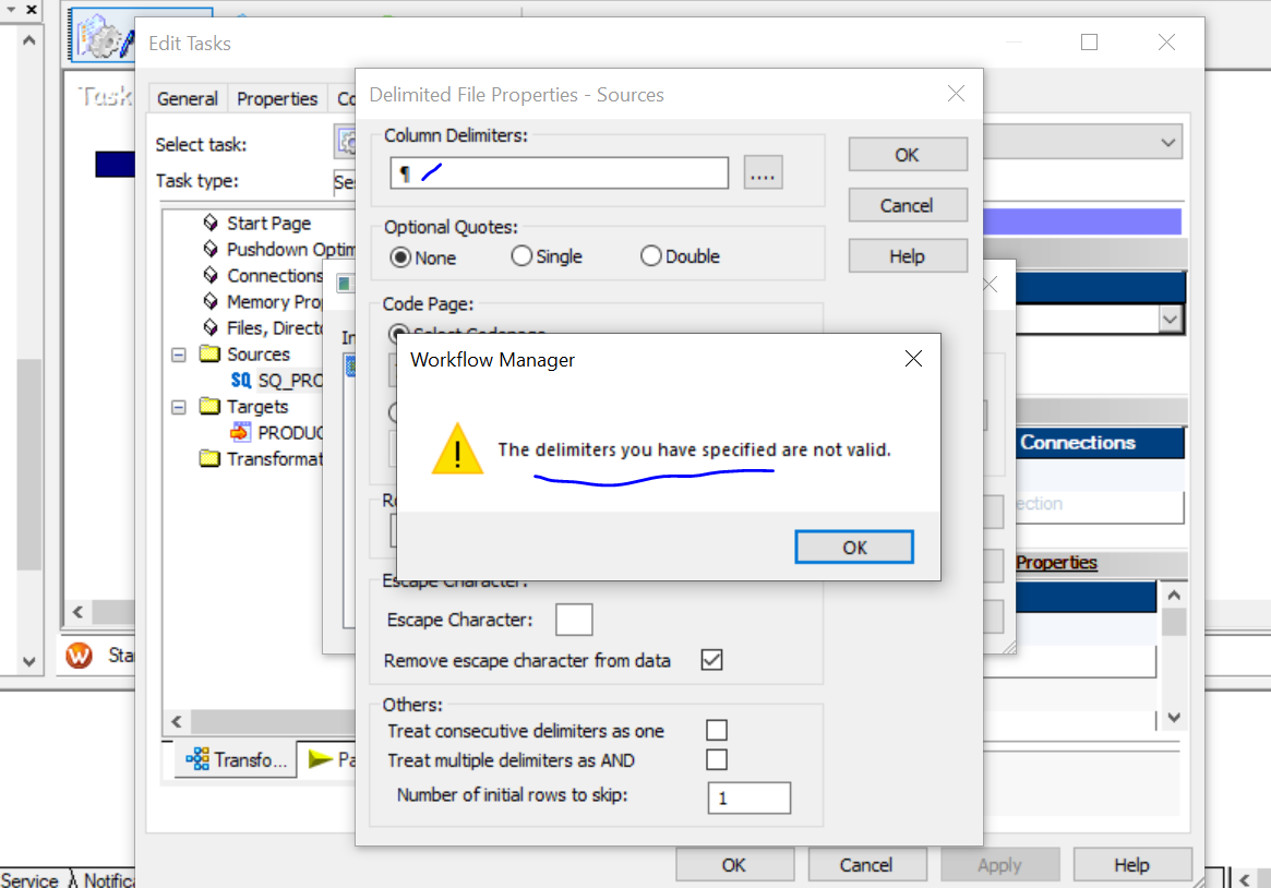 HOW TO Use Pilcrow ¶ as delimiter in Flat File in powercenter