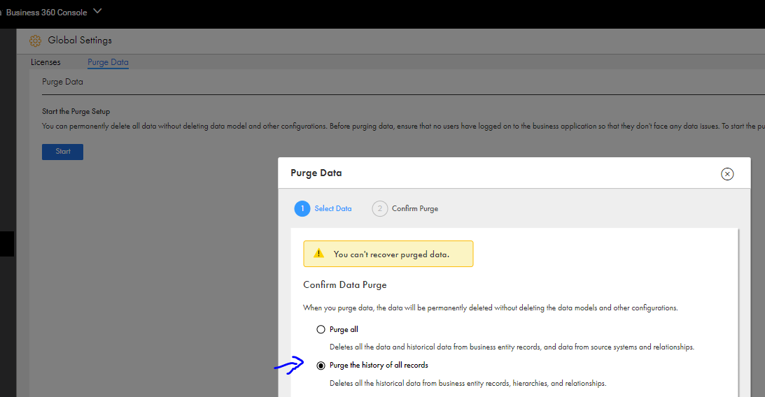 How to Purge the history of all records in the Org MDM SAAS