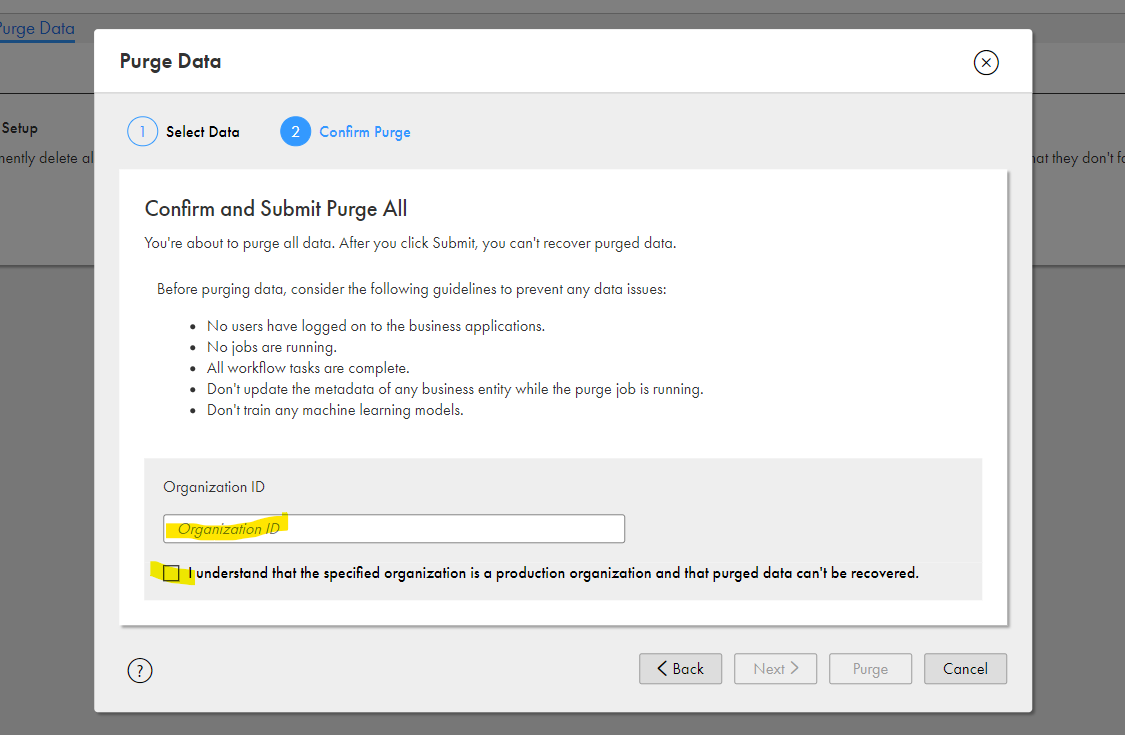 HOW TO Purge data in C360 SaaS production