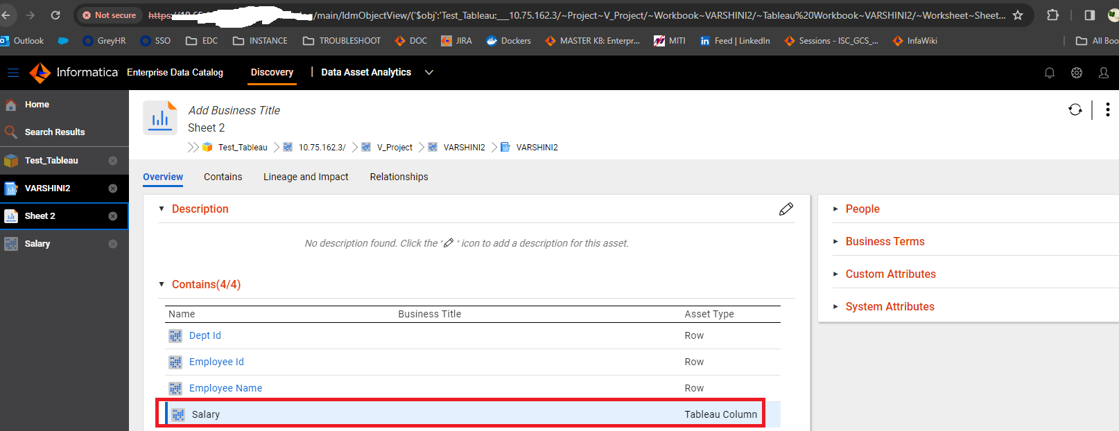 HOW TO: Custom Data Lineage between Oracle Column and Tableau Column in EDC