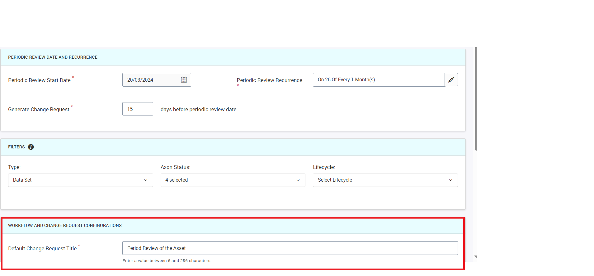 Axon Data governance Periodic Review use case and configuration
