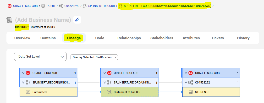 FAQ: How to view the lineage for an Oracle Stored Procedure in CDGC?