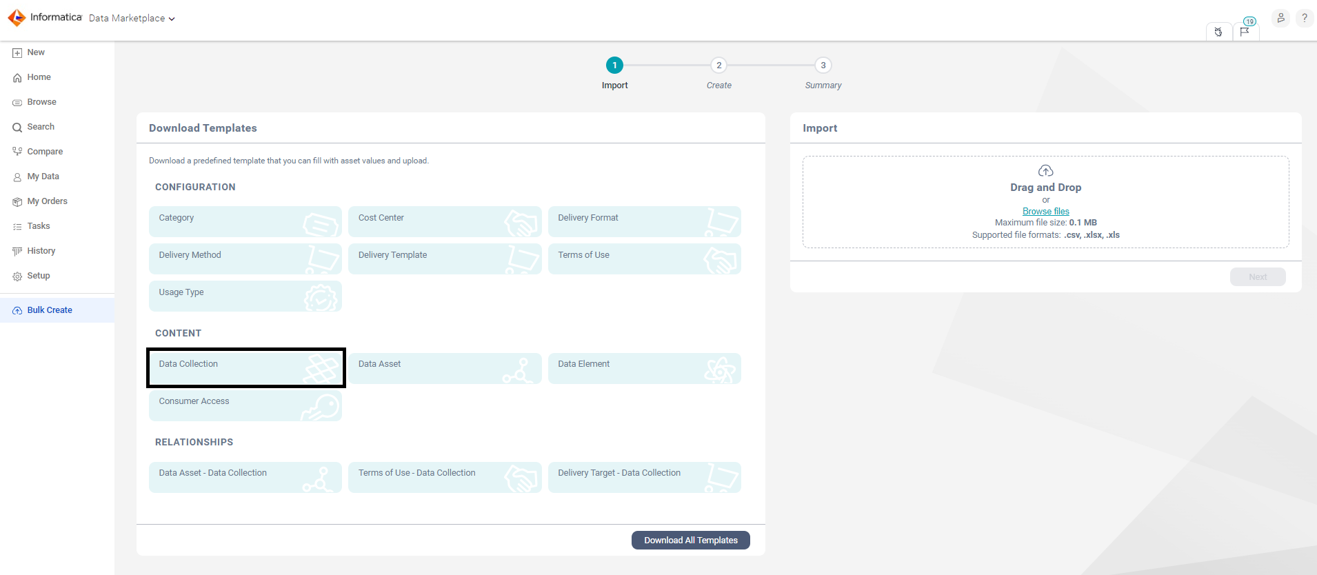 HOW TO: Create Data Collection through bulk create in CDMP
