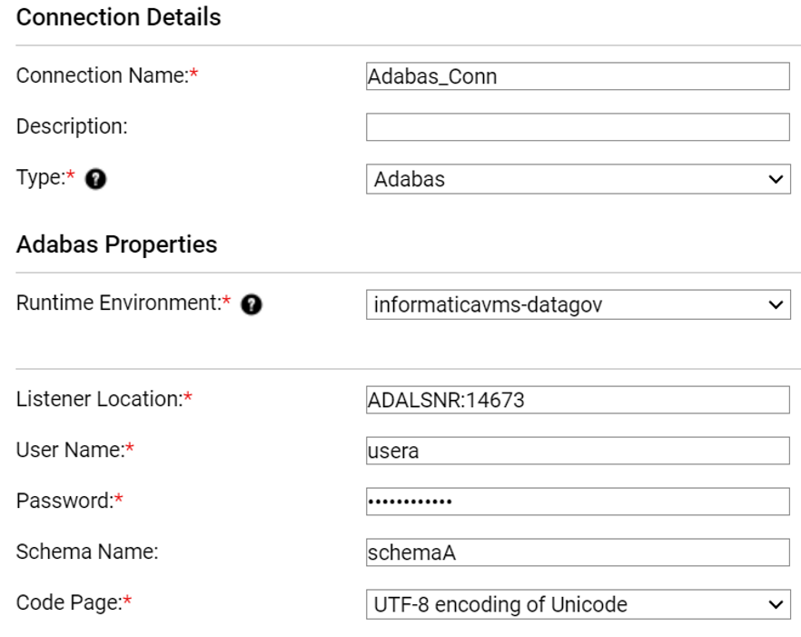 Configuring Adabas Connection in IDMC