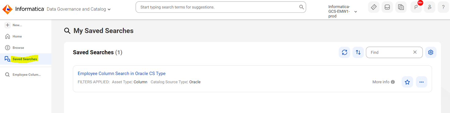 Saved Search in CDGC