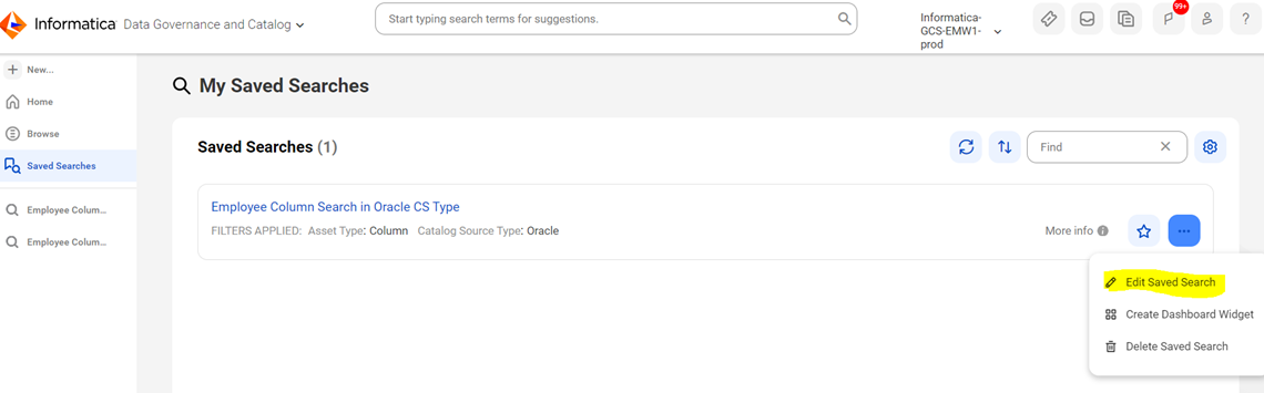 Saved Search in CDGC