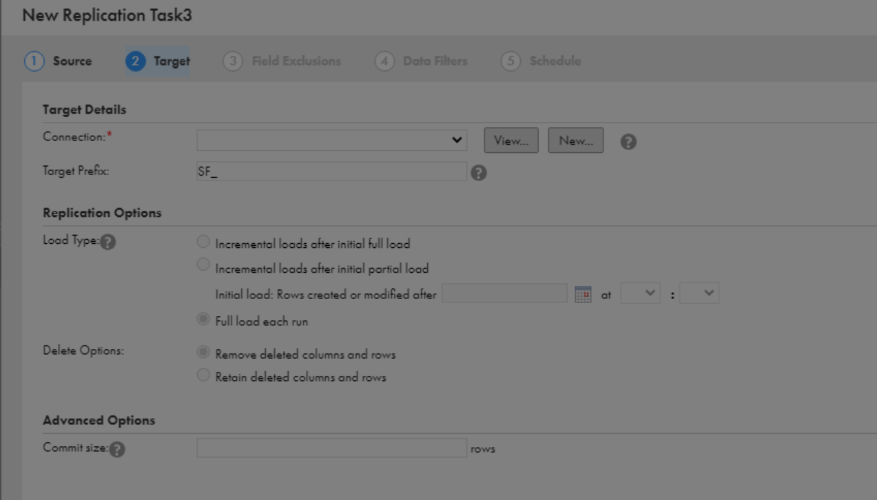 Data replication task Target Load Type is disabled in CDI