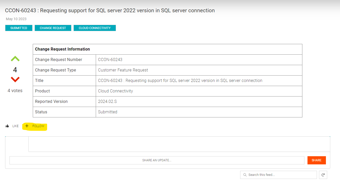 Tracking “Change Request” on Informatica Network is now just a click away
