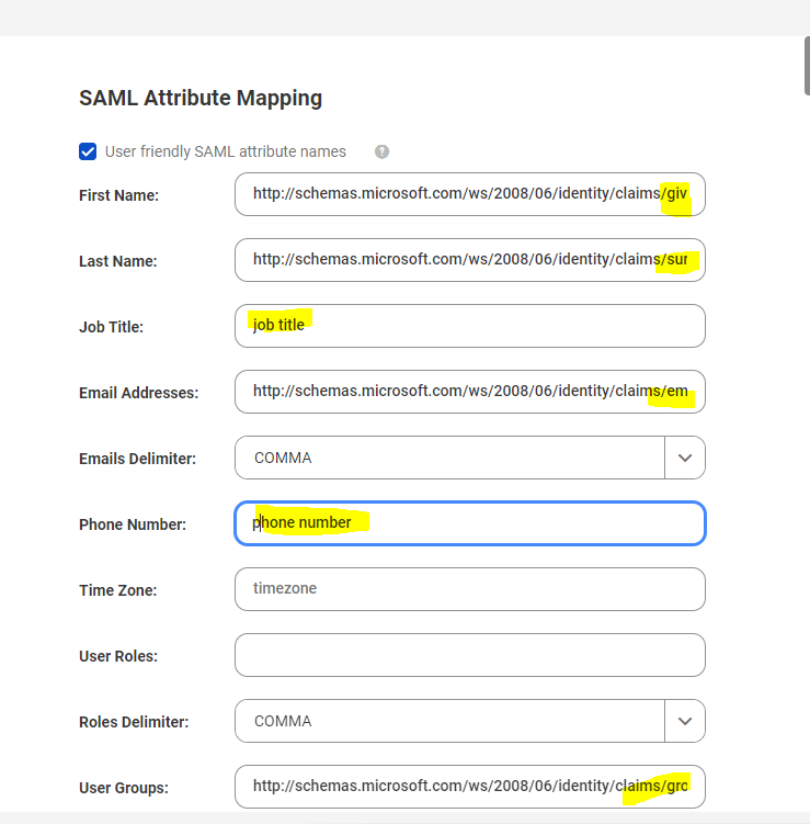 FAQ: What are the user friendly attribute that are visible in the SAML ...