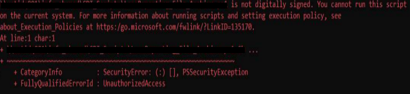 "Security Error : You cannot run this script on the current system , PS ...