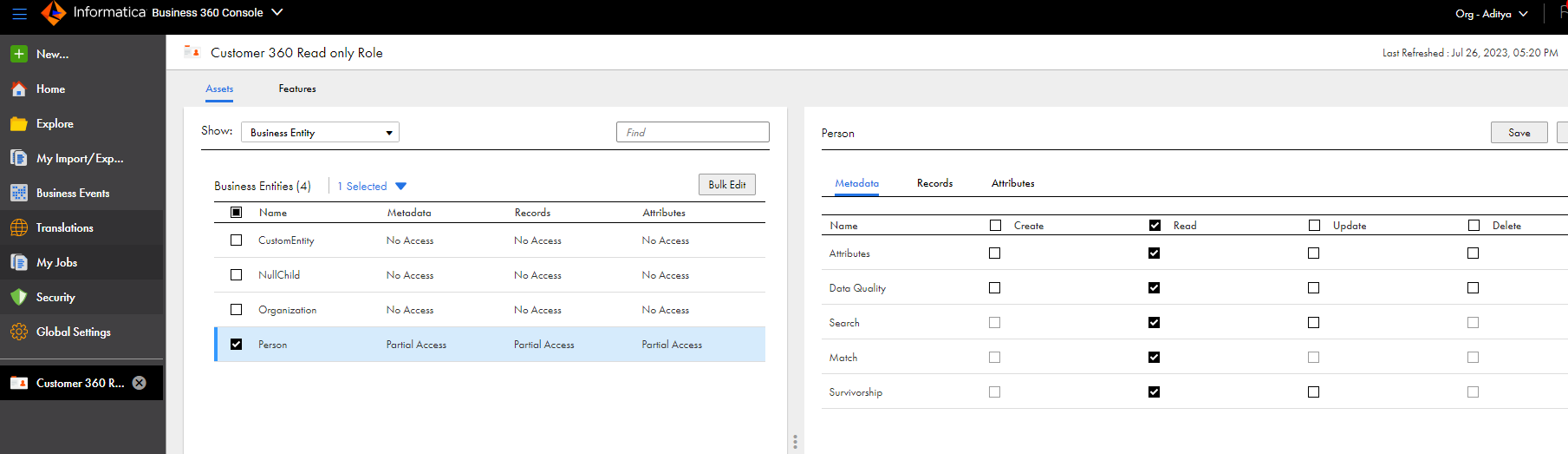 HOW TO : Create a USER with READ ONLY access in Customer 360