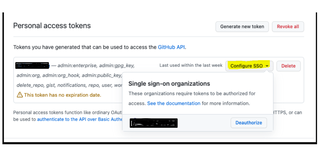 ERROR: "Request to GitHub failed with error: Resource protected by ...