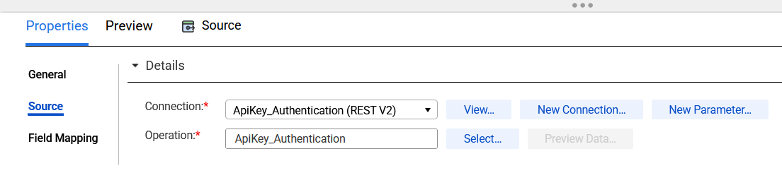 How to configure API Key Authentication using Rest V2 Connection in CDI