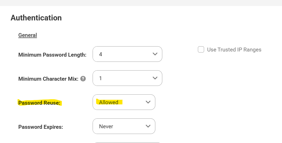 FAQ: Can password reuse and account lockout settings be configured in CDI?