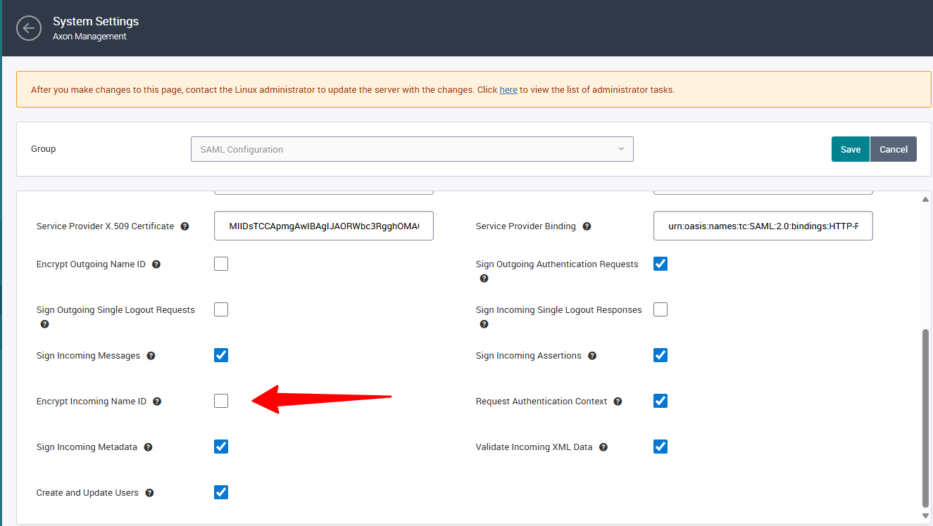 AADSTS750161: Allowed SAML authentication request's NameIDPolicy