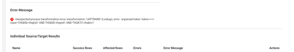 "Unexpected process transformation error, transformation: 'LKPTRANS ...