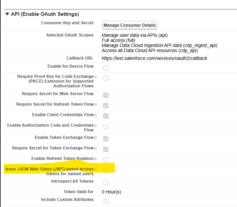 Salesforce Data Cloud test connection fails with error "Error occurred ...