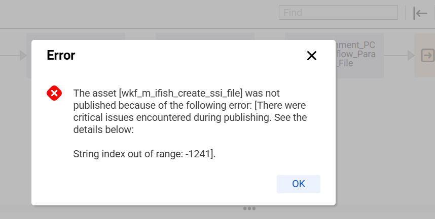 "String Index Out of Range -1241 Error" while publishing Workflow in CDI