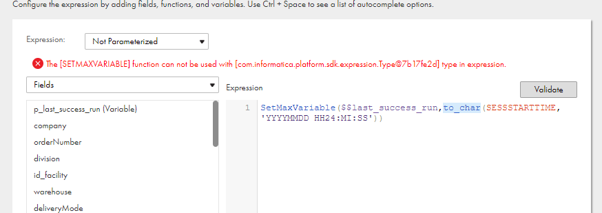 Error: when using SETMAXVARIABLE when the in-out parameter data type is ...