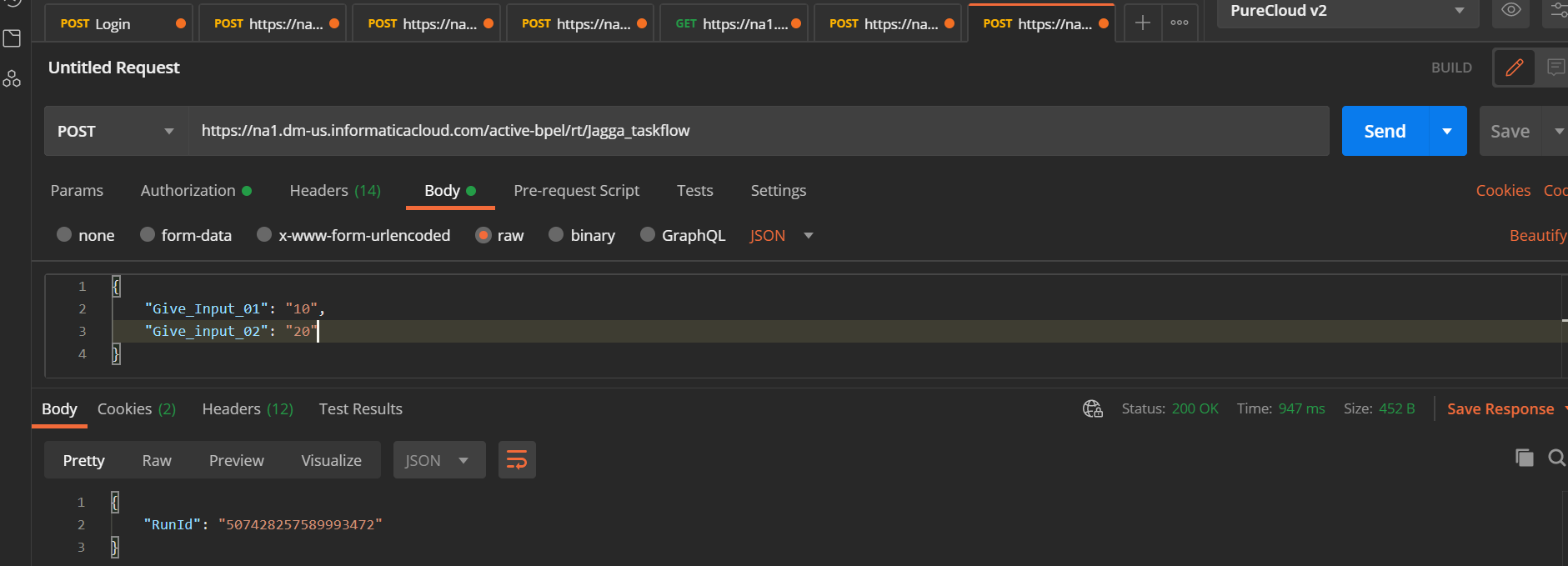 HOW TO: Pass Input parameters in Advanced Task Flow via POSTMAN