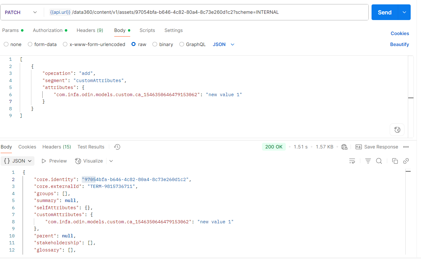 FAQ: How to update update Custom Attribute via CDGC Asset using API?