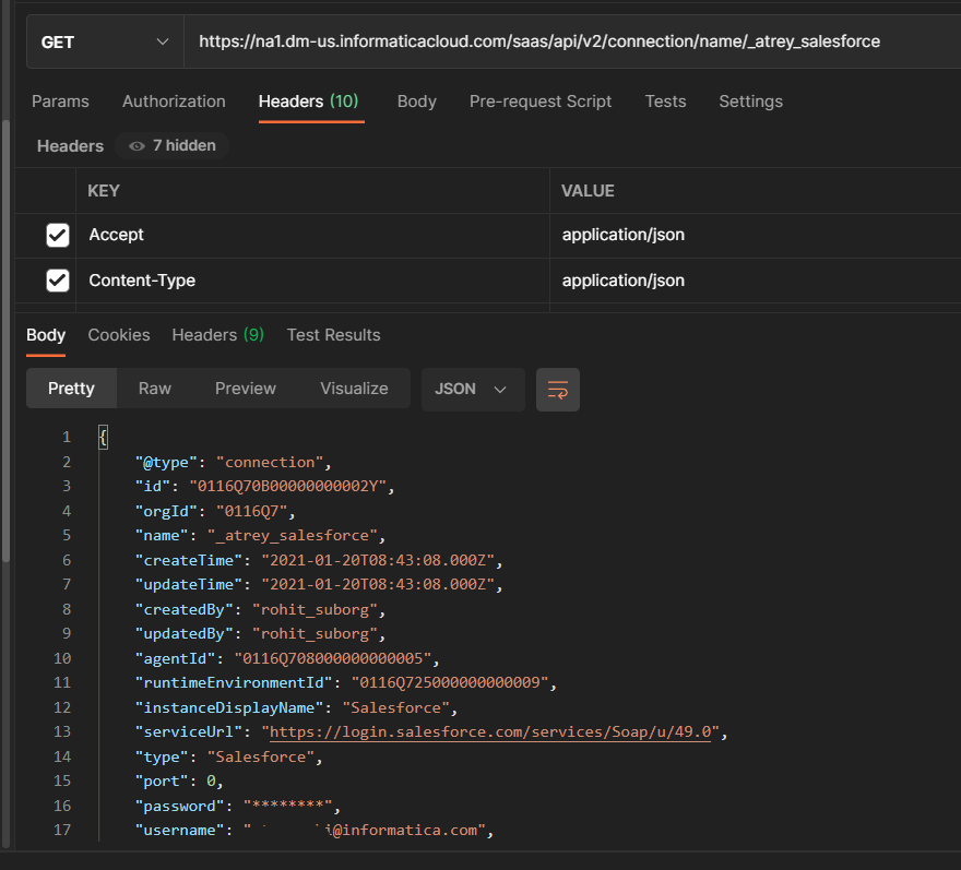 HOW TO: Get the details of a connection using IICS Rest API?